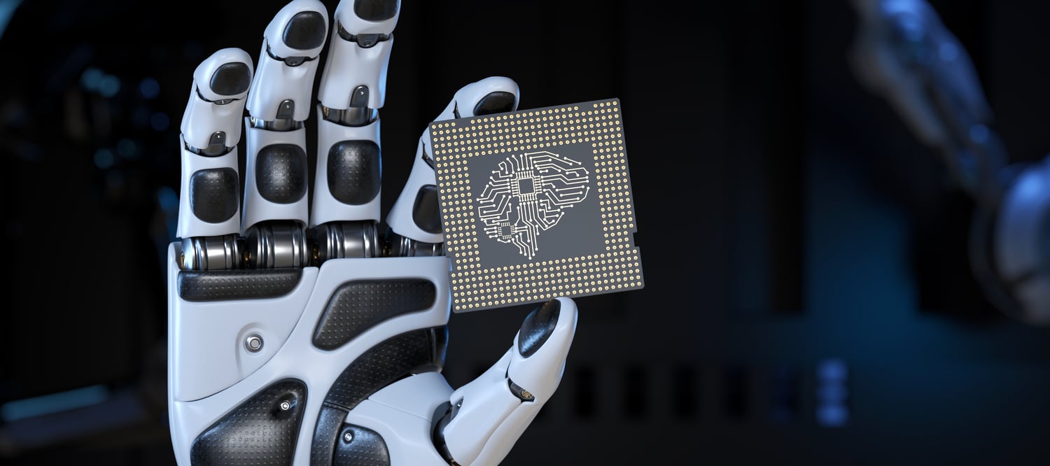 studiare intelligenza artificiale mano robot tiene chip