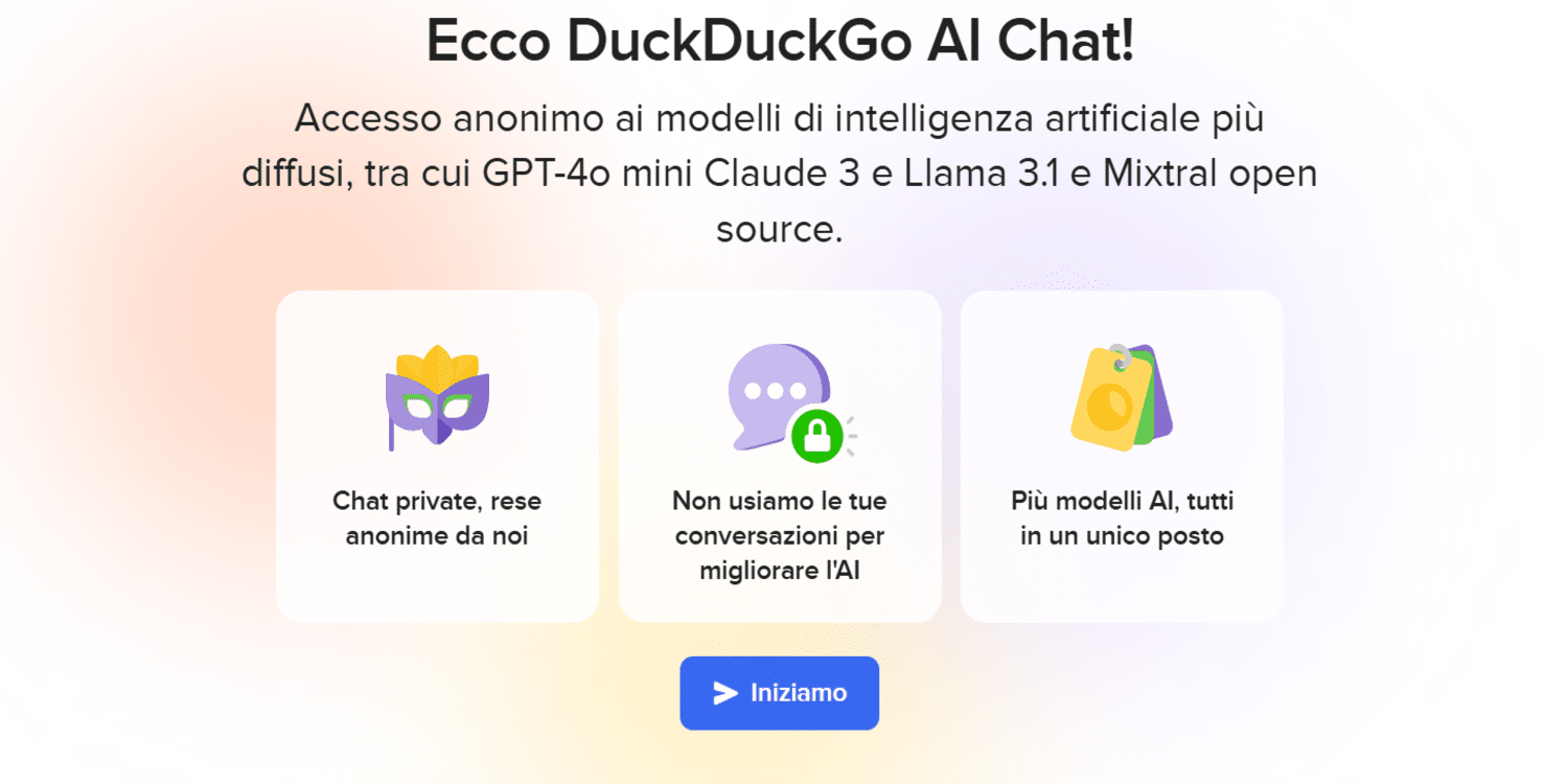 icone duckduckgo ai chat private maschera conversazione lucchetto modelli AI carte