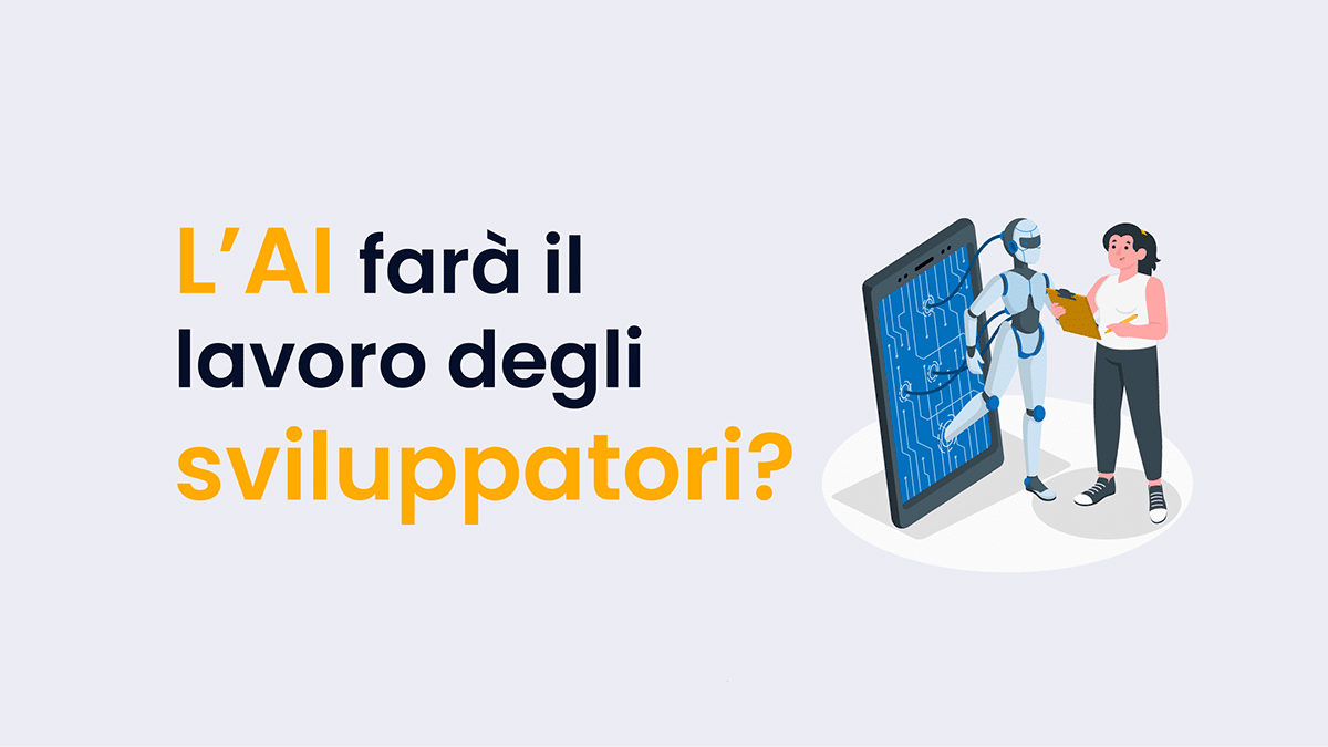 donna sviluppatore web intervista bot AI che esce da smartphone