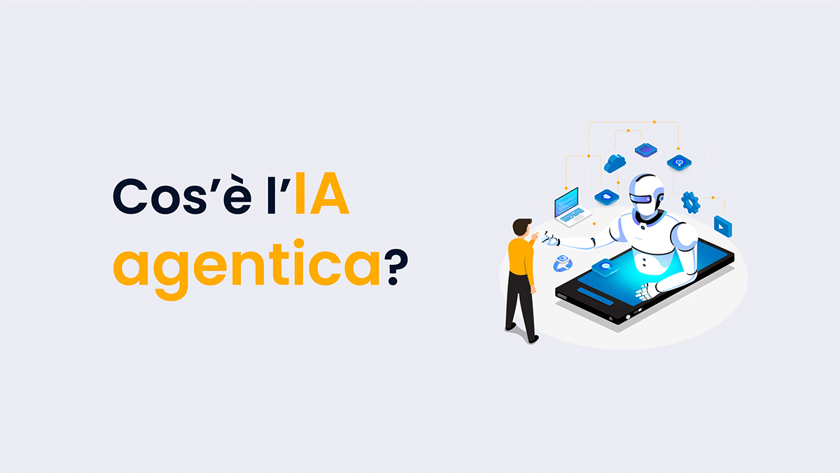 IA agentica che spunta da telefono