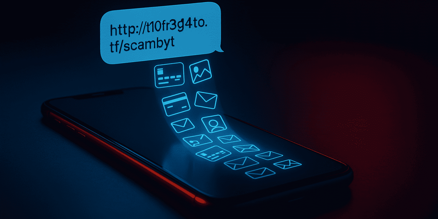 info e dati scorrono da smartphone smishing scambyt