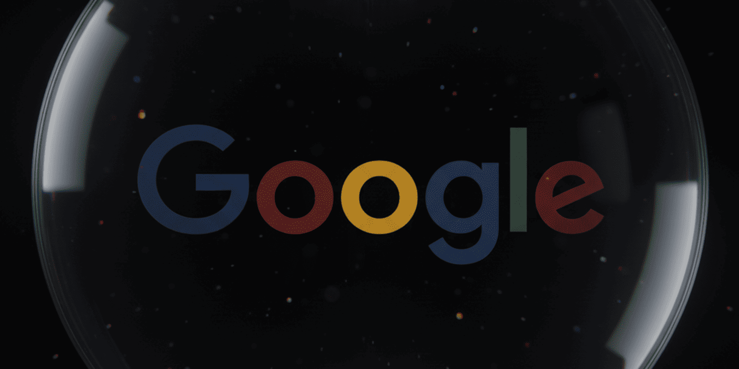 logo di google dark mode sotto una lente scura