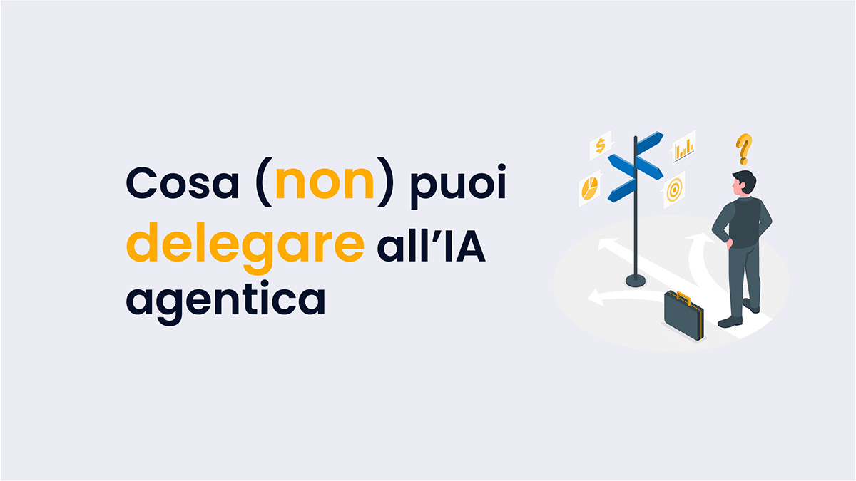 uomo d'affari IA agentica non sa che strada prendere
