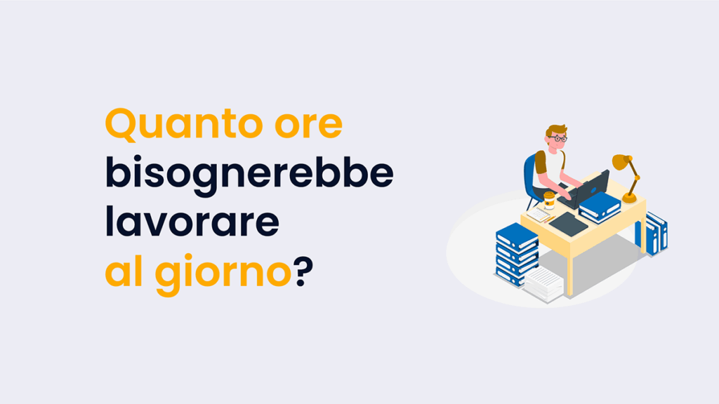 uomo con occhiali al pc con schedari quante ore lavorare al giorno