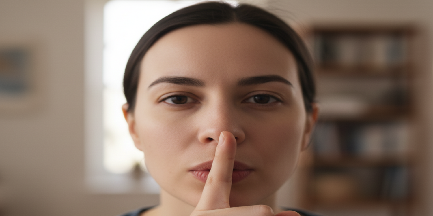 volto donna zittisce musica produttività