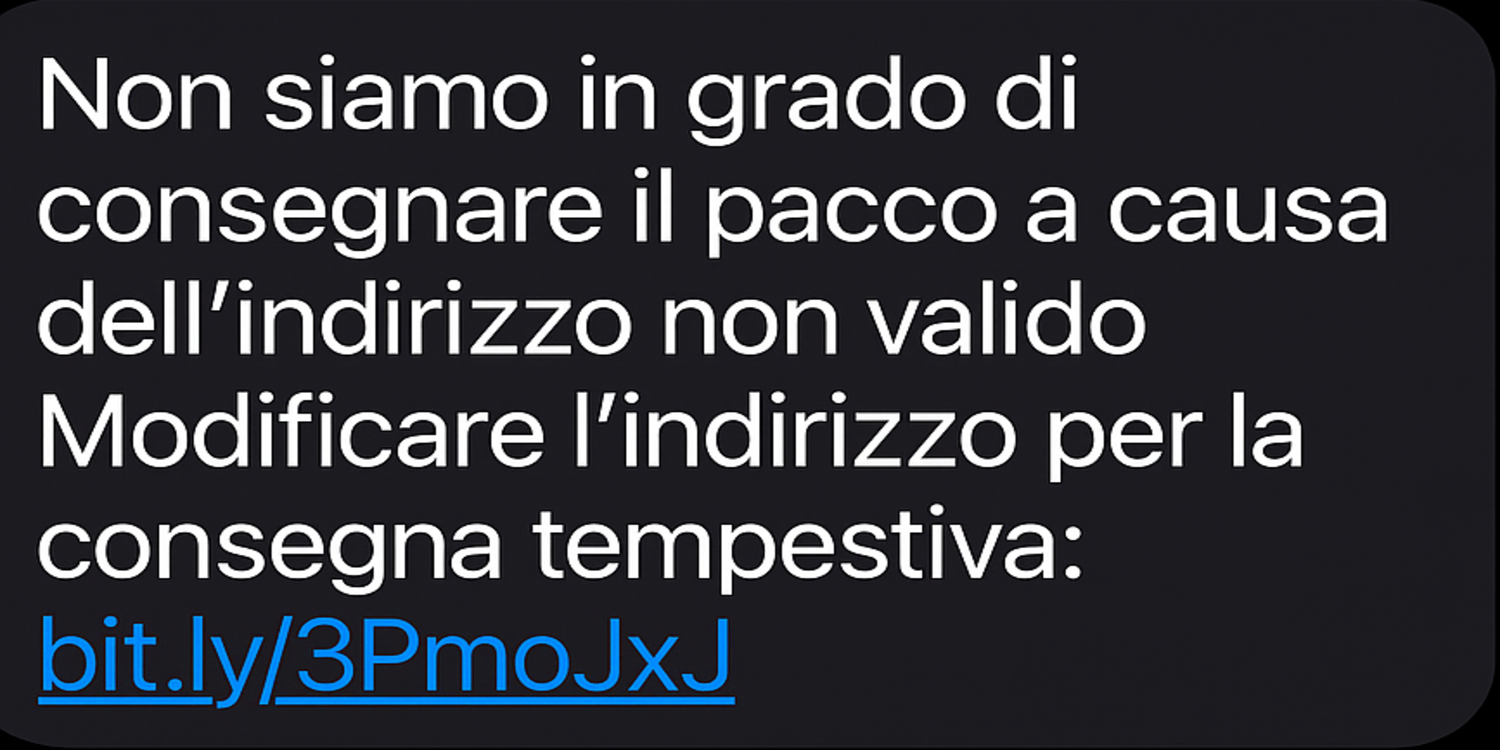 screen messaggio truffa falso corriere